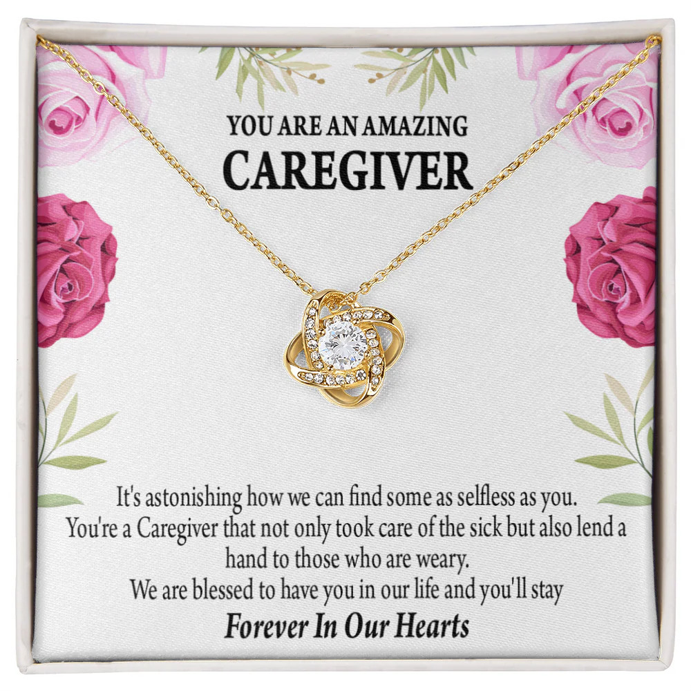 Amazing Caregiver Infinity Knot Cz Necklace Gold Tone Standard Box